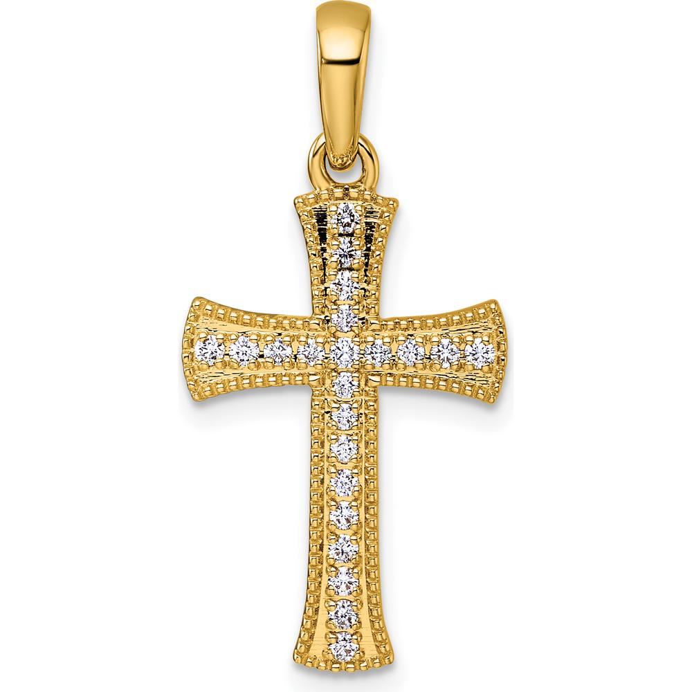 14K Yellow Gold Diamond Cross Pendant - 1/4 Carat Total Diamond Weight by Oro Pregiato