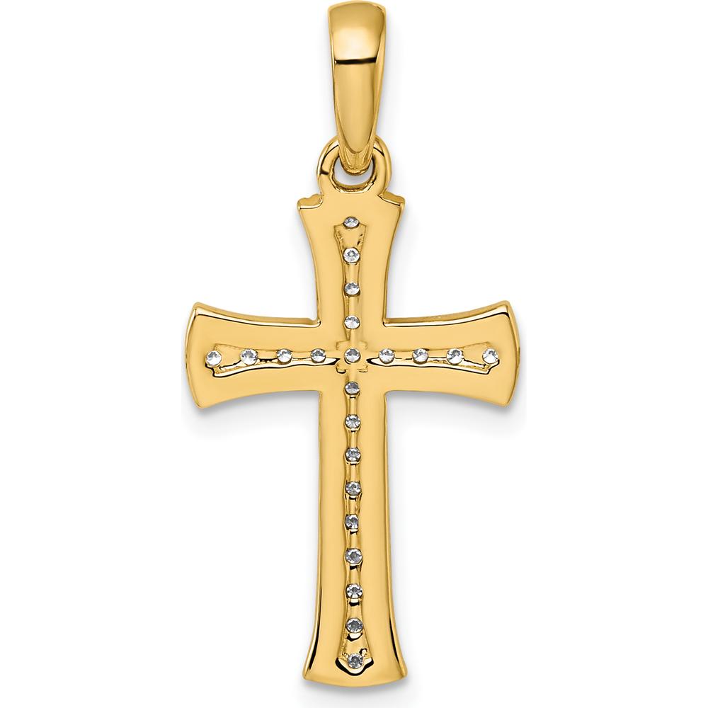 14K Yellow Gold Diamond Cross Pendant - 1/4 Carat Total Diamond Weight by Oro Pregiato