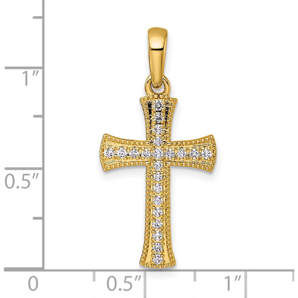14K Yellow Gold Diamond Cross Pendant - 1/4 Carat Total Diamond Weight by Oro Pregiato
