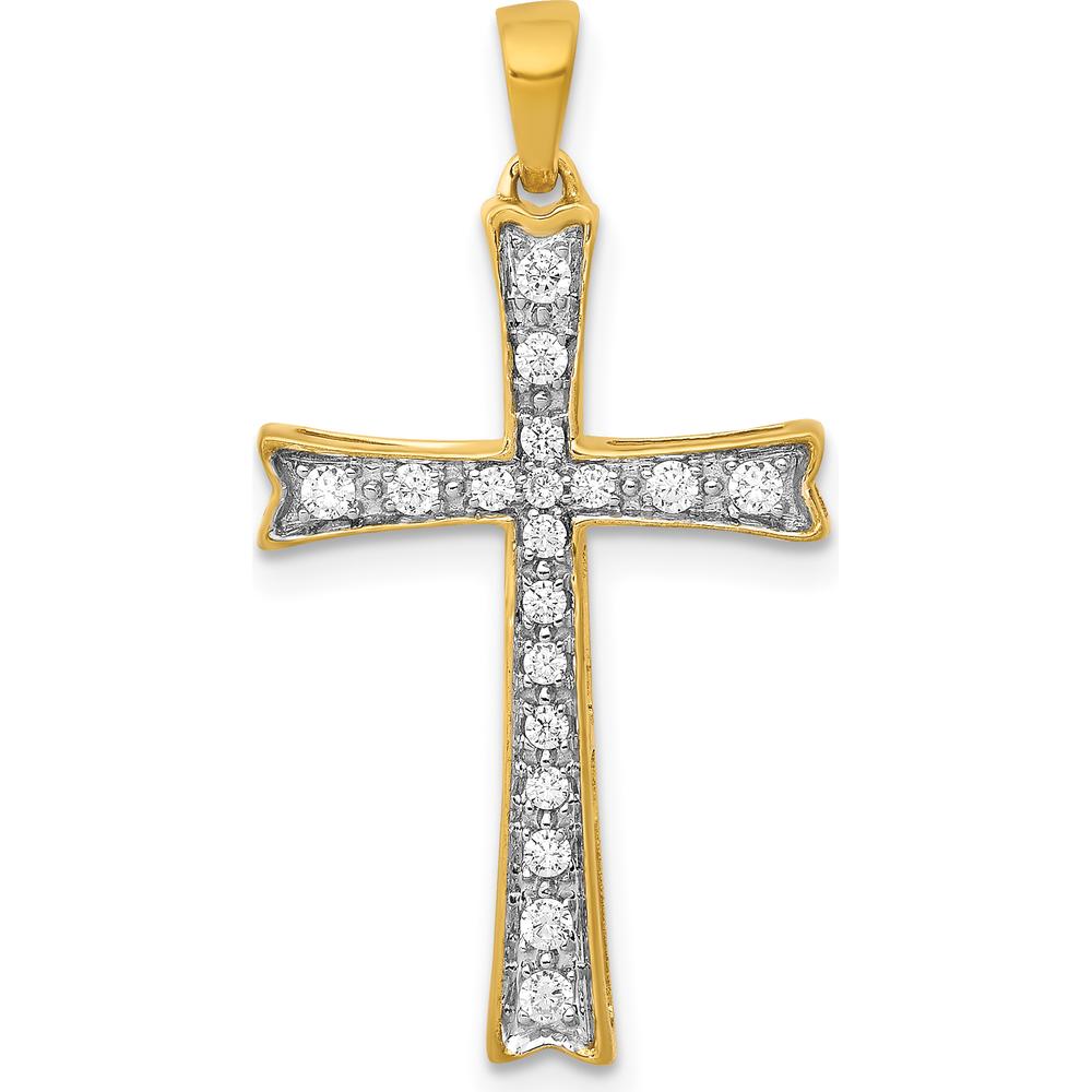 14K Yellow Gold Diamond Cross Pendant - 1/5 Carat Total Diamond Weight by Monteluci Fine Jewelry