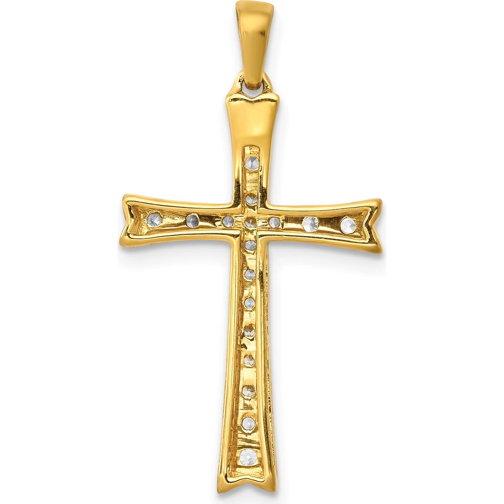 14K Yellow Gold Diamond Cross Pendant - 1/5 Carat Total Diamond Weight by Monteluci Fine Jewelry