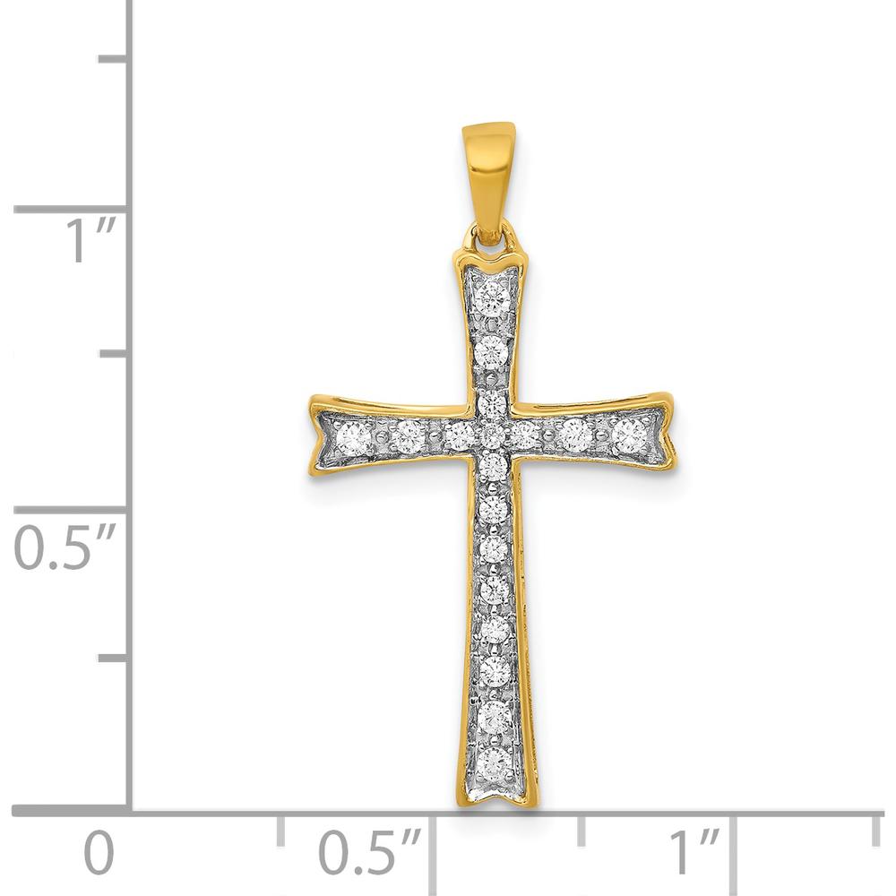 14K Yellow Gold Diamond Cross Pendant - 1/5 Carat Total Diamond Weight by Monteluci Fine Jewelry