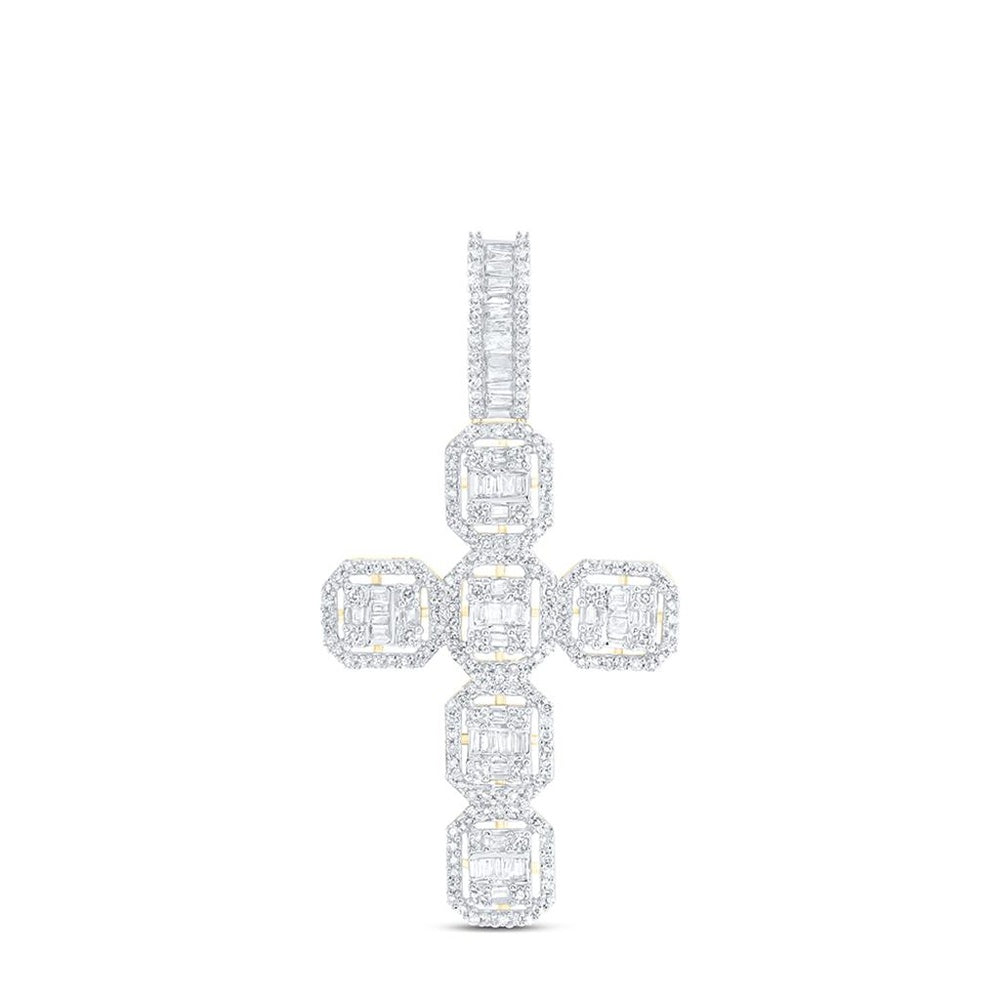 14K Yellow Gold Diamond Cross Pendant - 1 Carat Total Diamond Weight