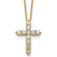 14K Yellow Gold Diamond Cross Pendant Necklace - 1.00 Carat Total Diamond Weight by Monteluci Fine Jewelry