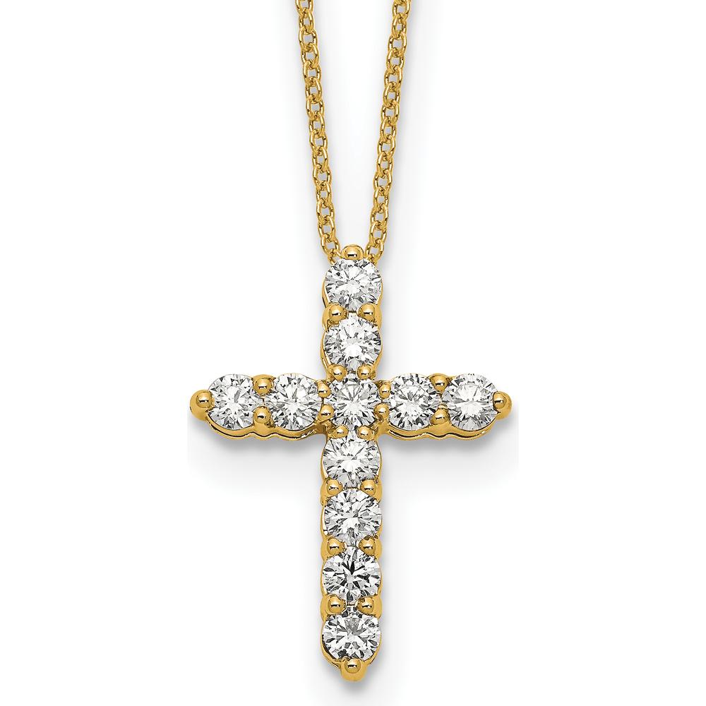 14K Yellow Gold Diamond Cross Pendant Necklace - 1.00 Carat Total Diamond Weight by Monteluci Fine Jewelry