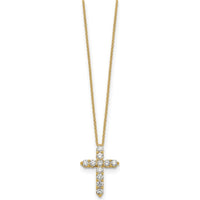 14K Yellow Gold Diamond Cross Pendant Necklace - 1.00 Carat Total Diamond Weight by Monteluci Fine Jewelry