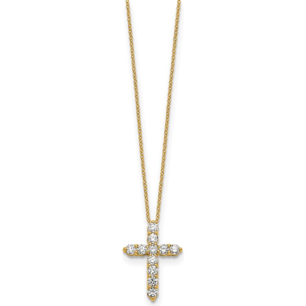 14K Yellow Gold Diamond Cross Pendant Necklace - 1.00 Carat Total Diamond Weight by Monteluci Fine Jewelry