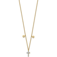 14K Yellow Gold Diamond Cross Pendant Necklace - 1/20 Carat Total Diamond Weight by Monteluci Fine Jewelry