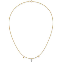 14K Yellow Gold Diamond Cross Pendant Necklace - 1/20 Carat Total Diamond Weight by Monteluci Fine Jewelry