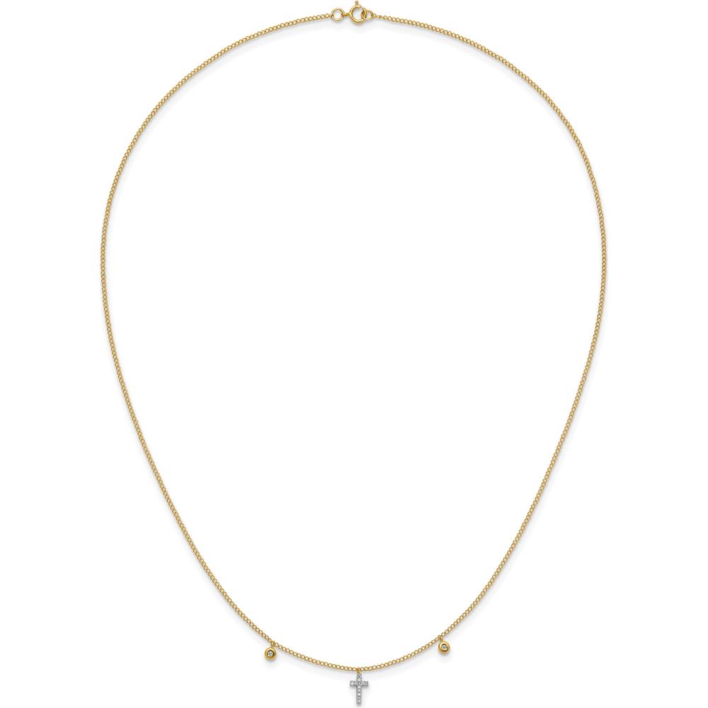14K Yellow Gold Diamond Cross Pendant Necklace - 1/20 Carat Total Diamond Weight by Monteluci Fine Jewelry
