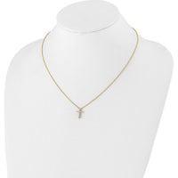 14K Yellow Gold Diamond Cross Pendant Necklace with 11 Round Diamonds - 0.0227 Carat Total Diamond Weight by Monteluci Fine Jewelry