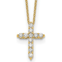 14K Yellow Gold Diamond Cross Pendant Necklace with Round Diamonds - 0.5 Carat Total Diamond Weight by Monteluci Fine Jewelry