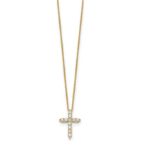 14K Yellow Gold Diamond Cross Pendant Necklace with Round Diamonds - 0.5 Carat Total Diamond Weight by Monteluci Fine Jewelry