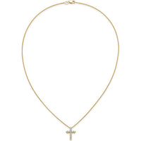 14K Yellow Gold Diamond Cross Pendant Necklace with Round Diamonds - 0.5 Carat Total Diamond Weight by Monteluci Fine Jewelry