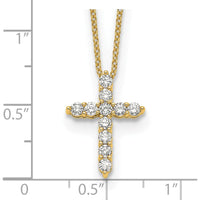 14K Yellow Gold Diamond Cross Pendant Necklace with Round Diamonds - 0.5 Carat Total Diamond Weight by Monteluci Fine Jewelry