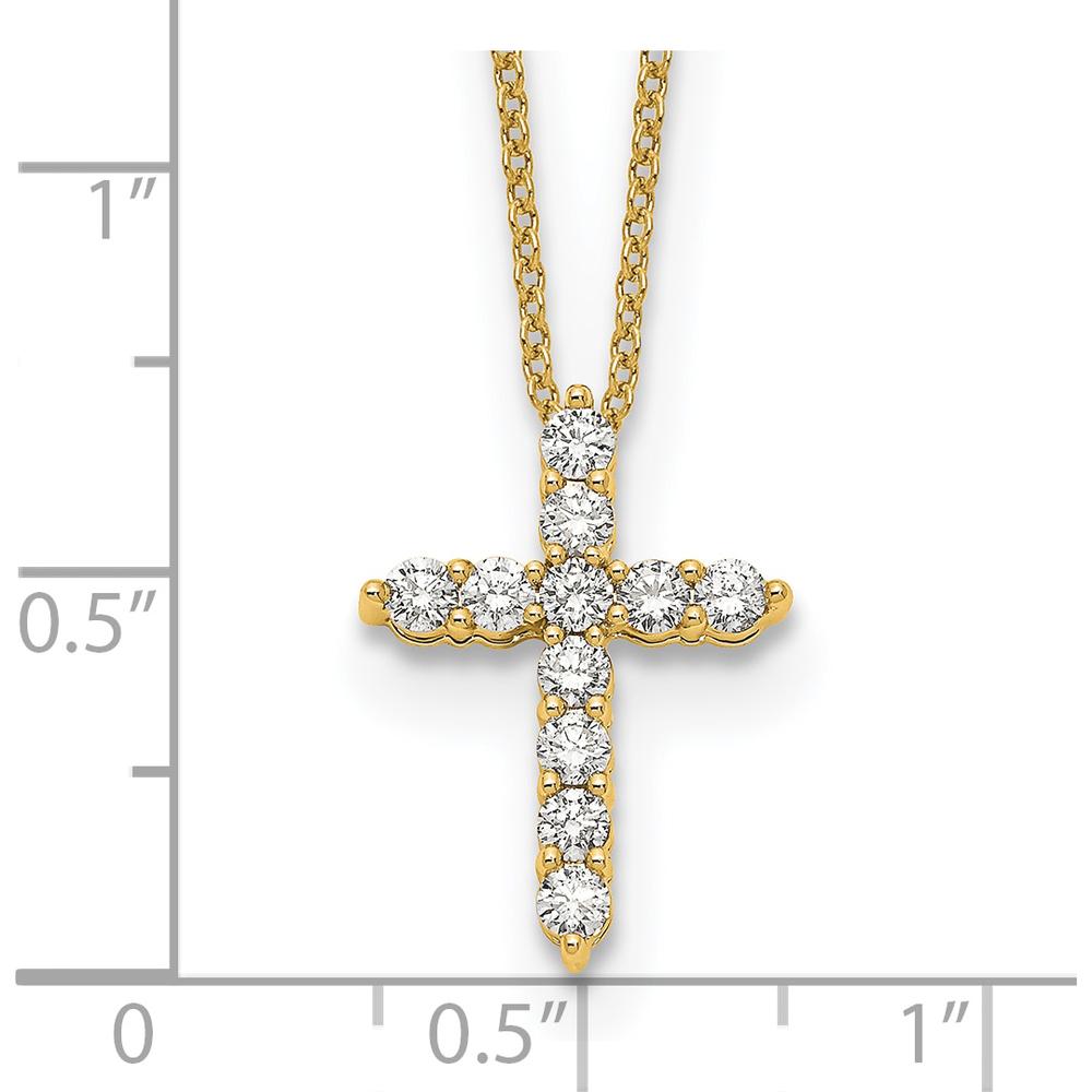 14K Yellow Gold Diamond Cross Pendant Necklace with Round Diamonds - 0.5 Carat Total Diamond Weight by Monteluci Fine Jewelry