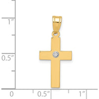 14K Yellow Gold Diamond Cross Pendant with 0.01 Carat Round Diamond by Oro Pregiato