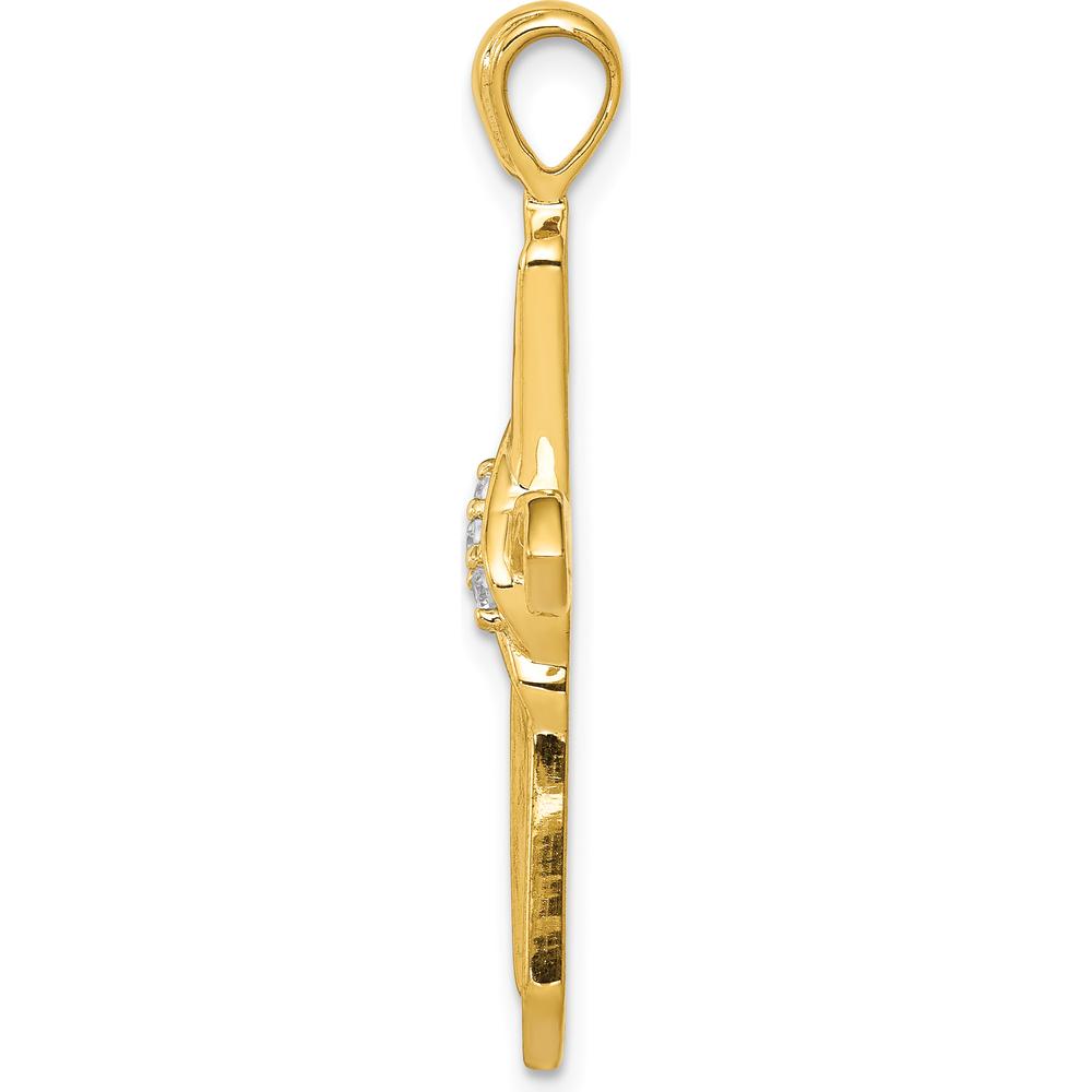 14K Yellow Gold Diamond Cross Pendant with 0.05 Carat Total Diamond Weight by Monteluci Fine Jewelry