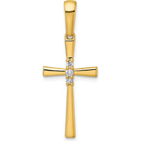 14K Yellow Gold Diamond Cross Pendant with 0.09 Carat White Diamonds by Oro Pregiato