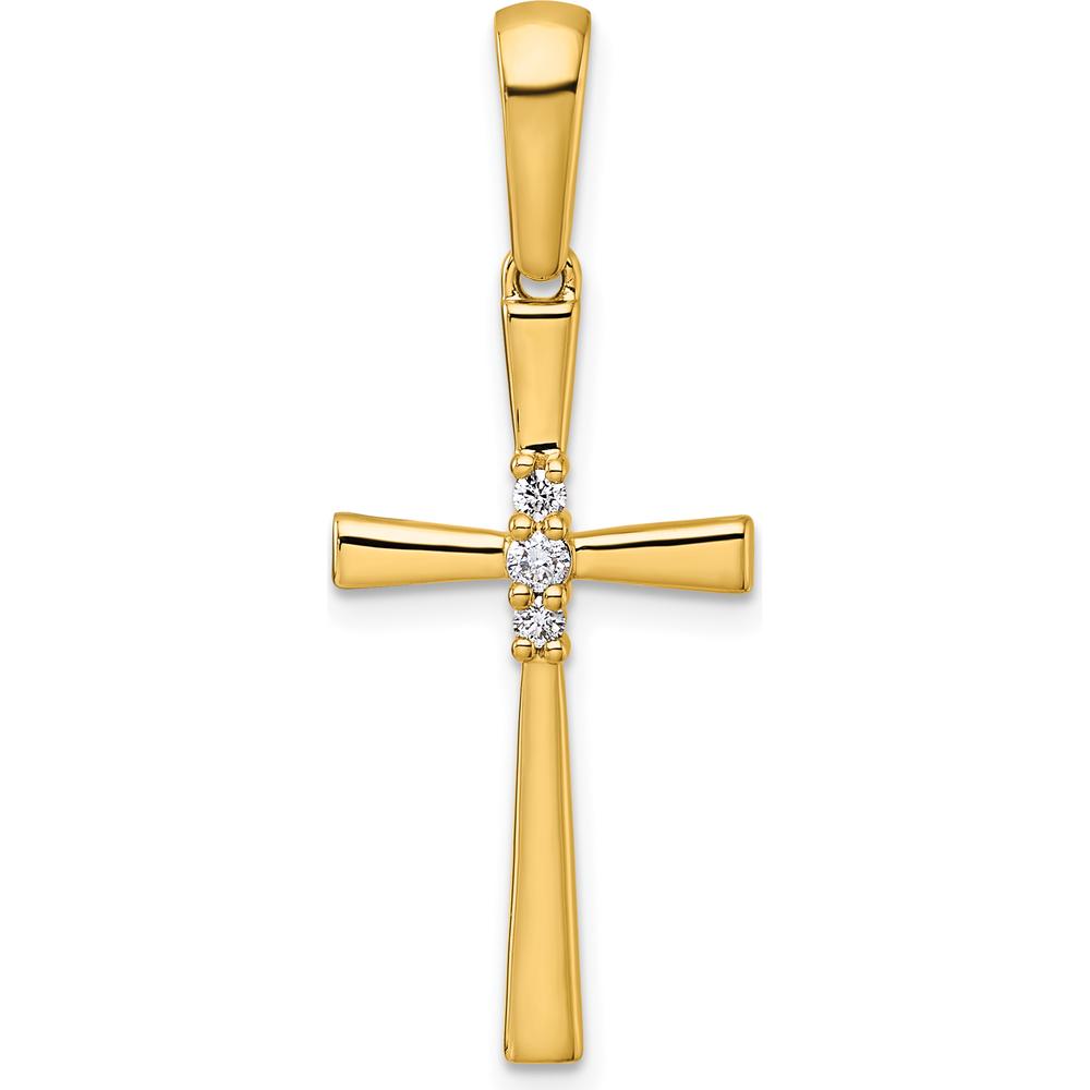 14K Yellow Gold Diamond Cross Pendant with 0.09 Carat White Diamonds by Oro Pregiato