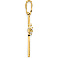 14K Yellow Gold Diamond Cross Pendant with 0.09 Carat White Diamonds by Oro Pregiato