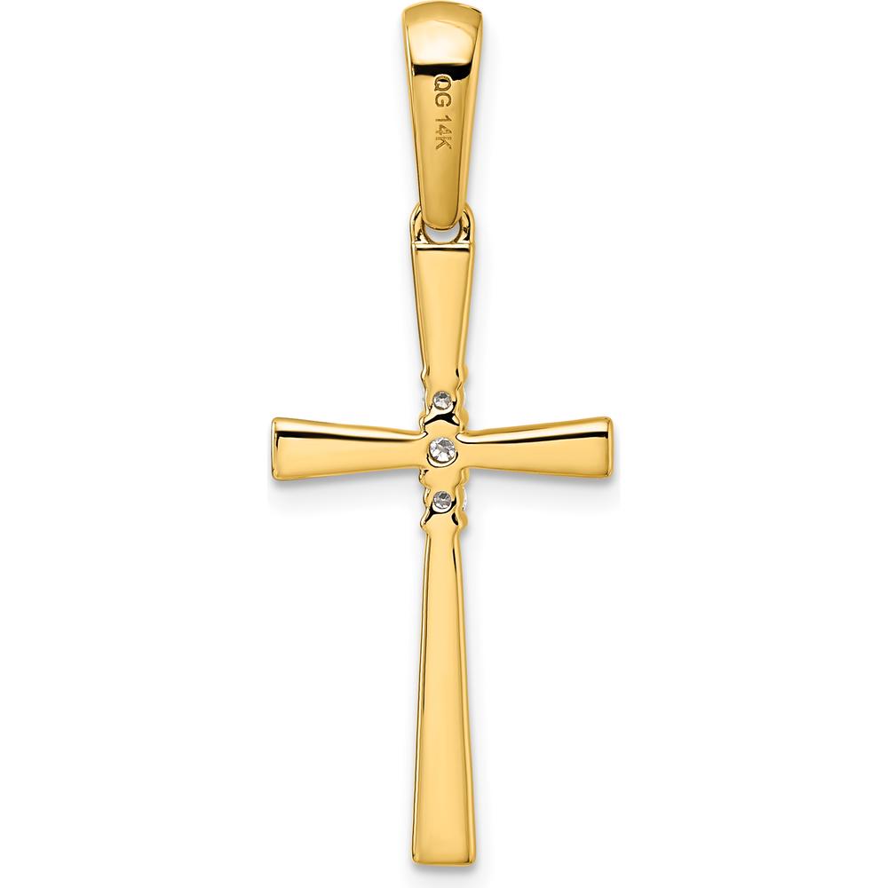 14K Yellow Gold Diamond Cross Pendant with 0.09 Carat White Diamonds by Oro Pregiato