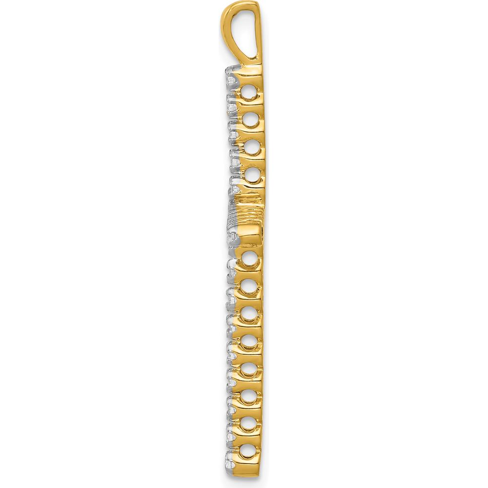 14K Yellow Gold Diamond Cross Pendant with 0.25 Carat Total Diamond Weight - Polished and Rhodium Finished by Monteluci Fine Jewelry