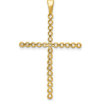 14K Yellow Gold Diamond Cross Pendant with 0.25 Carat Total Diamond Weight - Polished and Rhodium Finished by Monteluci Fine Jewelry