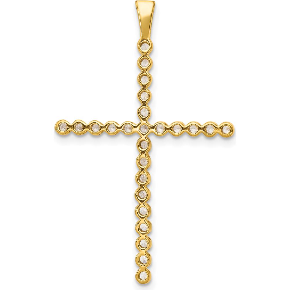 14K Yellow Gold Diamond Cross Pendant with 0.25 Carat Total Diamond Weight - Polished and Rhodium Finished by Monteluci Fine Jewelry
