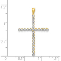 14K Yellow Gold Diamond Cross Pendant with 0.25 Carat Total Diamond Weight - Polished and Rhodium Finished by Monteluci Fine Jewelry