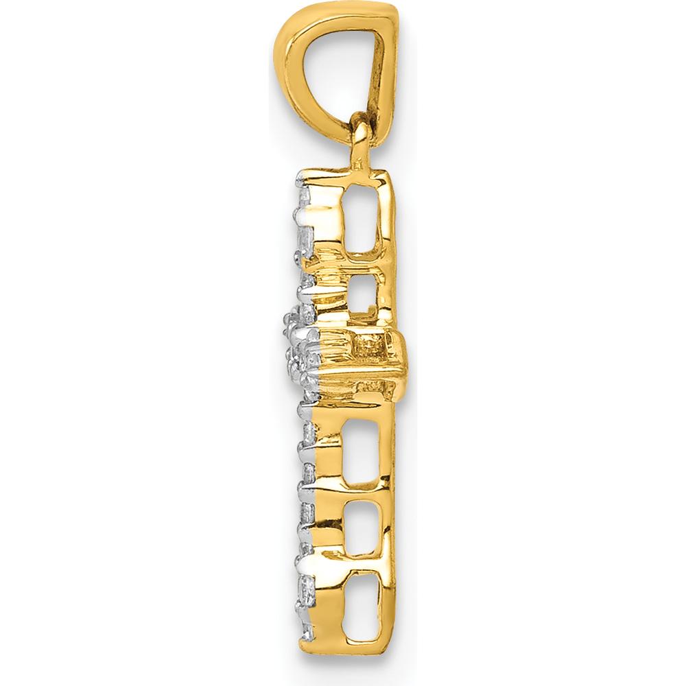 14K Yellow Gold Diamond Cross Pendant with 1/15 Carat Total Diamond Weight by Monteluci Fine Jewelry