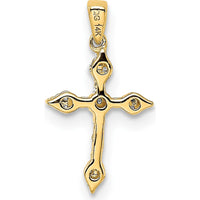 14K Yellow Gold Diamond Cross Pendant with 1/15 Carat Total Diamond Weight by Monteluci Fine Jewelry