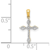 14K Yellow Gold Diamond Cross Pendant with 1/15 Carat Total Diamond Weight by Monteluci Fine Jewelry