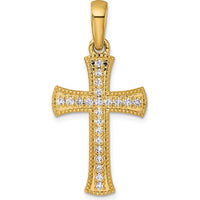 14K Yellow Gold Diamond Cross Pendant with 22 Brilliant Diamonds - 0.41 Carat Total Diamond Weight by Oro Pregiato