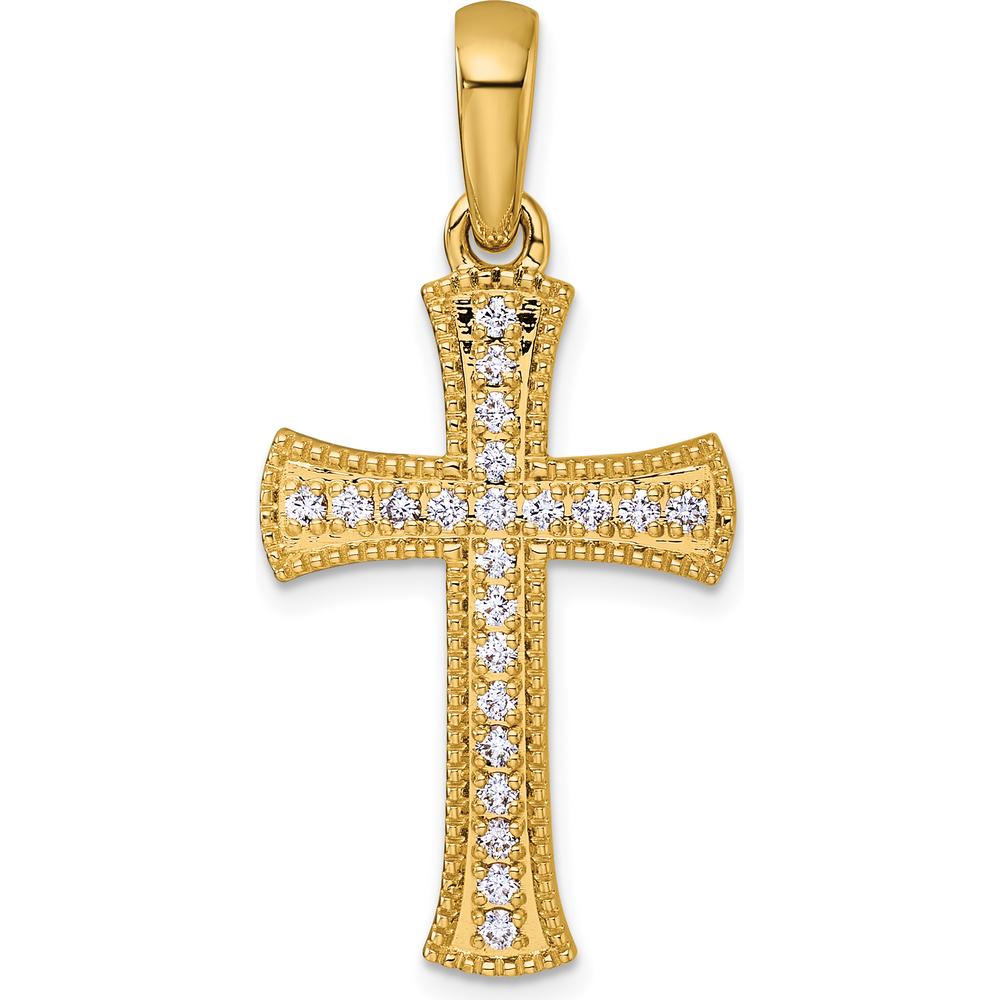 14K Yellow Gold Diamond Cross Pendant with 22 Brilliant Diamonds - 0.41 Carat Total Diamond Weight by Oro Pregiato
