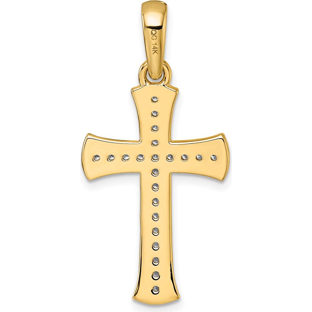 14K Yellow Gold Diamond Cross Pendant with 22 Brilliant Diamonds - 0.41 Carat Total Diamond Weight by Oro Pregiato
