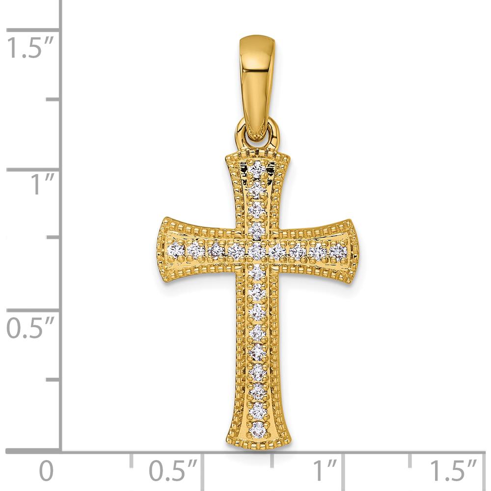 14K Yellow Gold Diamond Cross Pendant with 22 Brilliant Diamonds - 0.41 Carat Total Diamond Weight by Oro Pregiato
