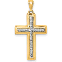 14K Yellow Gold Diamond Cross Pendant with 27 Round Diamonds - 0.01 Carat Total Diamond Weight by Oro Pregiato