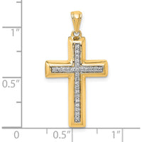 14K Yellow Gold Diamond Cross Pendant with 27 Round Diamonds - 0.01 Carat Total Diamond Weight by Oro Pregiato