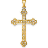 14K Yellow Gold Diamond Cross Pendant with 29 Round Natural Diamonds - 0.25 Carat Total Diamond Weight by Oro Pregiato
