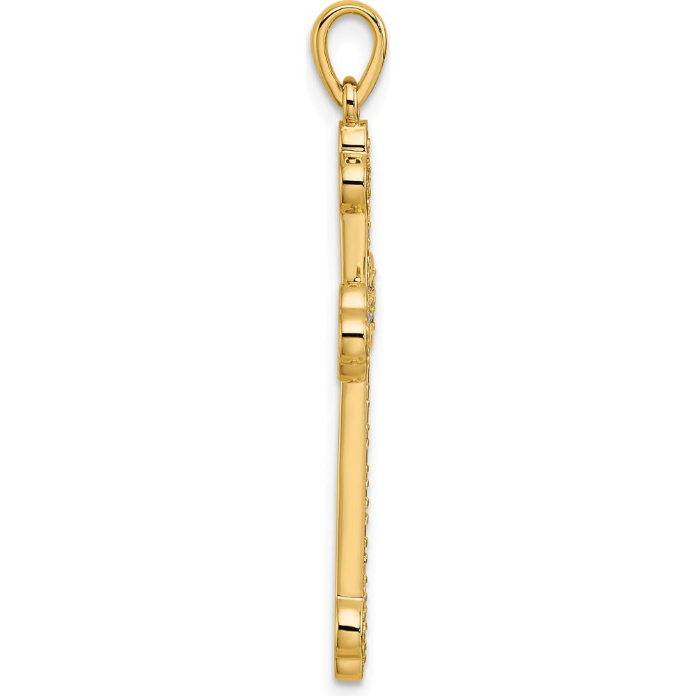 14K Yellow Gold Diamond Cross Pendant with 29 Round Natural Diamonds - 0.25 Carat Total Diamond Weight by Oro Pregiato