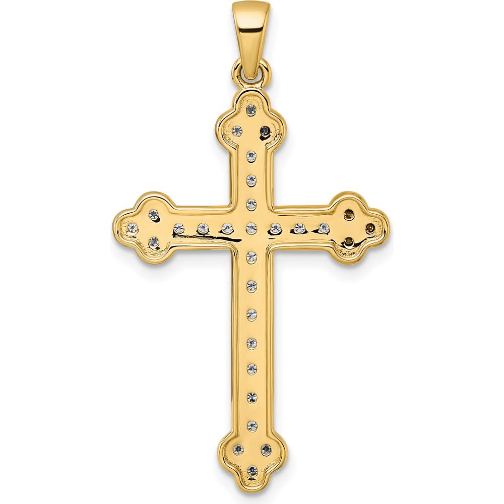 14K Yellow Gold Diamond Cross Pendant with 29 Round Natural Diamonds - 0.25 Carat Total Diamond Weight by Oro Pregiato
