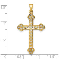 14K Yellow Gold Diamond Cross Pendant with 29 Round Natural Diamonds - 0.25 Carat Total Diamond Weight by Oro Pregiato