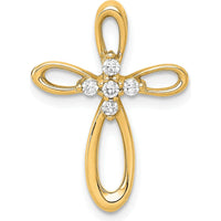 14K Yellow Gold Diamond Cross Pendant with 5 Round Diamonds - 0.045 Carat Total Diamond Weight by Monteluci Fine Jewelry