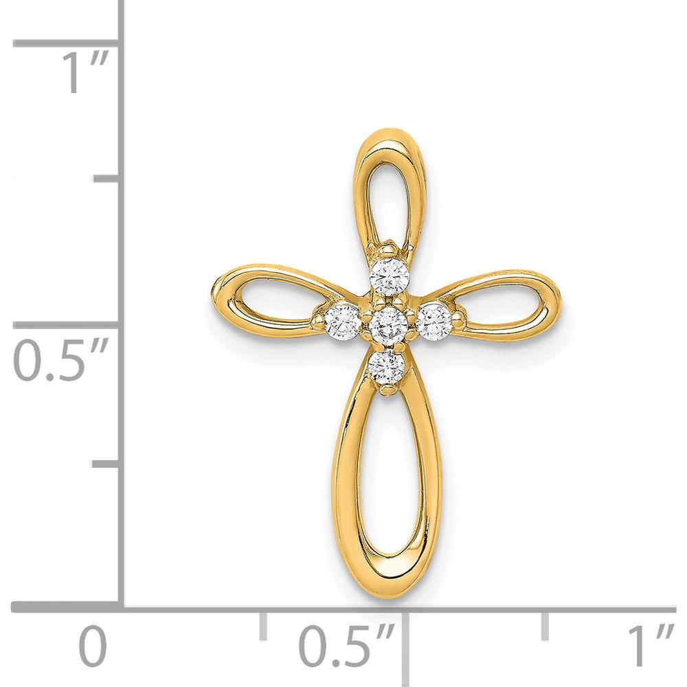 14K Yellow Gold Diamond Cross Pendant with 5 Round Diamonds - 0.045 Carat Total Diamond Weight by Monteluci Fine Jewelry