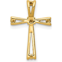 14K Yellow Gold Diamond Cross Pendant with Channel Set Round Diamonds - 0.035 Carat Total Diamond Weight by Monteluci Fine Jewelry