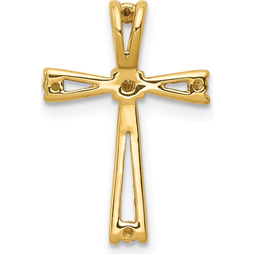 14K Yellow Gold Diamond Cross Pendant with Channel Set Round Diamonds - 0.035 Carat Total Diamond Weight by Monteluci Fine Jewelry