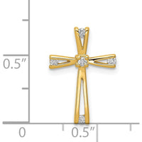 14K Yellow Gold Diamond Cross Pendant with Channel Set Round Diamonds - 0.035 Carat Total Diamond Weight by Monteluci Fine Jewelry