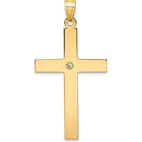14K Yellow Gold Diamond Cross Pendant with Round-Cut Diamond - 0.03 Carat by Oro Pregiato