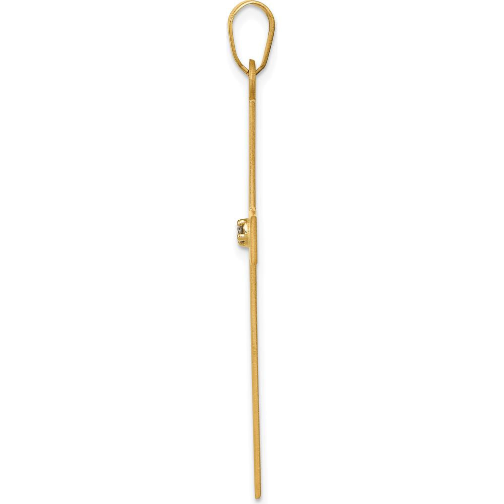 14K Yellow Gold Diamond Cross Pendant with Round-Cut Diamond - 0.03 Carat by Oro Pregiato